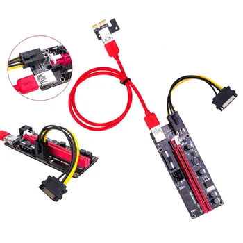 Ver 009S USB 3.0 PCI-e PCIe Riser PCI Express 1X la 16X Extender Card Adaptor SATA 15Pin la 6 Pini Cablu de Alimentare
