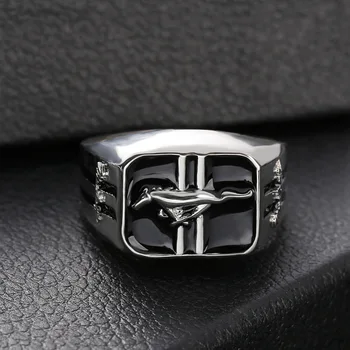 Noul Ford Masina Sport Mustang Logo Ring, Europa și Statele Unite ale americii placate cu argint 925 la modă de sex masculin inel