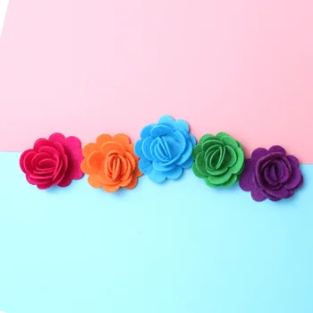 50 Buc Simulare Simțit Floare Floare Drăguț Aplicatii Rafinate Muri Tăiate Simțit Florale pentru Cusut Meserii DIY (Mixt Color)