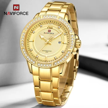 NAVIFORCE Brand de Lux Ceasuri de Aur pentru Bărbați de Afaceri Clasic de Cuarț Ceas de mână de sex Masculin Impermeabil Bandă de Oțel Ceas Cu Diamante