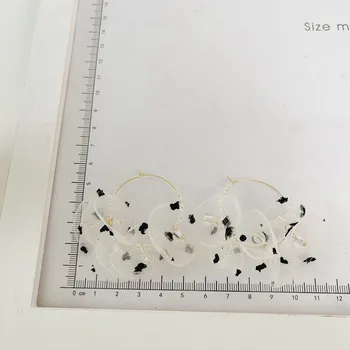 Coreeană design polka dot petală fire hoop cercei pentru femei vintage transparent cristal margele flori geometrice cercel bijuterii