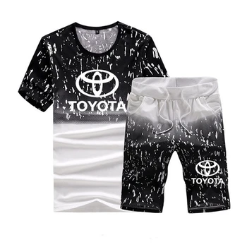 Barbati Casual Maneca Scurta Auto Toyota Logo-ul de Imprimare de Vară pentru Bărbați T-shirt Bumbac de înaltă calitate pentru Bărbați tricou + pantaloni scurți set de 2 piese