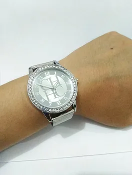 Moda Stras Femei Ceasuri de Lux Doamnelor Rochie de Cristal Plasă din Oțel Inoxidabil Cuarț Ceasuri de mana cu Bratara kadin izle Ceas