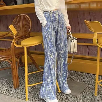 Pantaloni Casual Femei Tie-dye Timp de Vara All-meci Vrac Mujer Luminos Elegant Streetwear Harajuku Elegant 90 de Înaltă talie Pantaloni