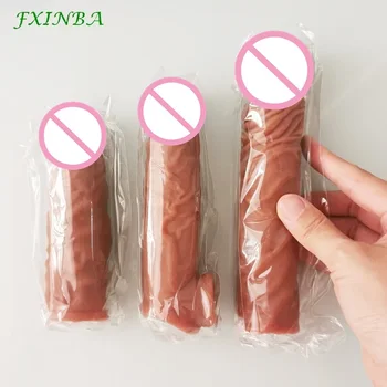 FXINBA Nou Lichid de Silicon Penis Sleeve Extender de sex Masculin Penisul Mări Intarziere Ejaculare Reutilizabile Prezervativele, Jucariile Sexuale Pentru Bărbați Extindere