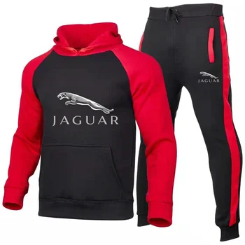 2021 Brand Bărbați din Două Piese cu Gluga Sport Jaguar Masina Barbati Imbracaminte Sport Hanorac Negru + Pantaloni Banane Jogging Tricou