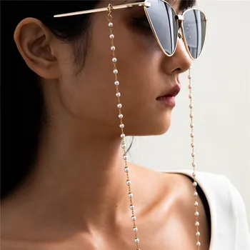 Simplă Imitație Pearl Singur strat Ochelari Lanturi cu Margele de moda Trendy Rotund Șirag de mărgele Lanț Tassel Epocă ochelari de Soare Accesorii
