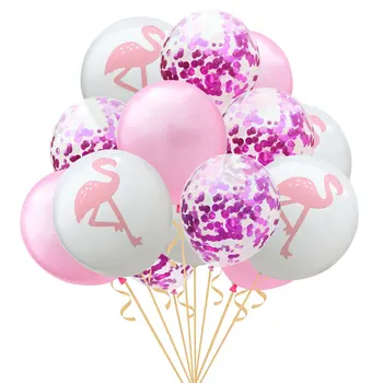 15buc Flamingo/Frunze de Palmier/Ananas Latex, Baloane, Confetti, Baloane Hawaii Tropicale cu Frunze Luau Ziua de naștere Petrecere de Nunta, Baloane