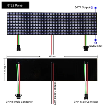 WS2812B LED Digital Flexibil Individual Adresabile Panou Pixel ecran，SP110E (Bluetooth pixel controller)kit