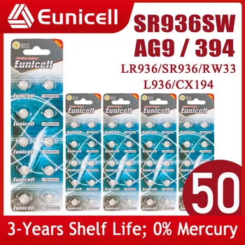 Eunicell 1.5 V 50pcs LR936 AG9 394 Baterii SR936SW SR936 LR45 CX194 194 394A L936 58mAh Alcaline Celule Monedă Butonul Pilas Baterie