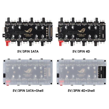 De la 1 La 8 Multi Fel Splitter 5V/3 Pin ARGB 12V/4 Pin PWM Cooler Fan HUB pentru PC Placa de baza Benzi cu LED-uri de Lumină de Control Adaptor SATA/4D