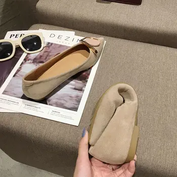 Superficial Gura Pantofi Plat a Subliniat Toe Scoop Pantofi de Primăvară 2020 Nou Single Pantofi Plat pentru Femei cu toc Moale cu talpi Mama Mazăre