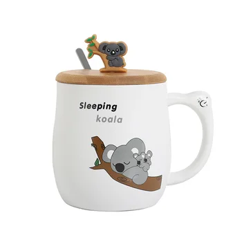 OAPE 450ml Japoneză Creativ desen Animat Simplu Koala Cana Ceramica cu Capac Lingura de Desene animate Drăguț Cana de Apa Mici Proaspete Cana de Cafea