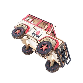 Puzzle 3D DIY Creative Thunder SUV din Lemn Model Kit de Construcție Jucărie Hobby Cadou pentru Copii Adult P76