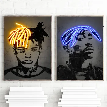 Neon Imagini Travis Scott Vedeta A Muzicii Rap Hip Hop Rapper Model De Moda De Arta Pictura Panza Poster De Perete Decor Acasă