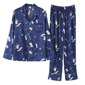 Noi Cu Dungi Printd Sleepwear Cupluri Set De Pijama Pentru Femei Barbati Satin Kimono De Mătase Om Pijamale Confortabile Moi Camasa De Noapte, Haine De Acasă