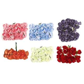 144pcs Mini Petite Hârtie Artificiale Boboci de Trandafir Flori DIY Meșteșug Nunta Decor Acasă, Fildeș