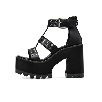 Pantofi femei sandles bloc pantofi cu toc indesata sandale Casual, Pantofi cu tocuri înalte gladiatori femei strappy sandale femei punk pantofi