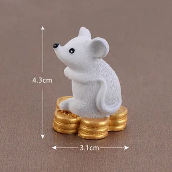 Nou Chinezesc Mouse-Ul Anul Mouse-Ul Drăguț Ornamente Norocos Galben Bani Avere Bogat Soareci Statuie Mică Figurină Meserii Animale Drăguț Decor