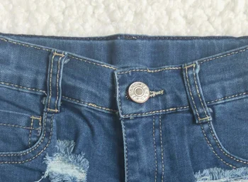 De vară pentru copii fete nou albastru pantaloni scurți din denim cu fermoar butonul elastic de ajustare de tip boutique de pantaloni scurti din denim