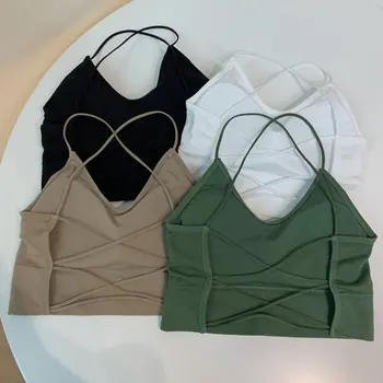 4colors stil coreean bretele femei Sexy rezervor de top de sex feminin de vară 2021 fără mâneci slim crop topuri pentru femei (N0185)
