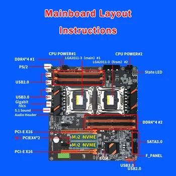 X99 PROCESOR Placa de baza Dual Xeon LGA 2011-V3 8 module de memorie DDR4 2666/2400/2133 mhz Ext ATX Patru Canale Desktop Placa de baza Slot M. 2 2011-3