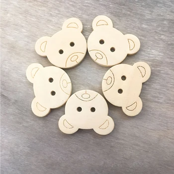 DIY Decorative Urs Butoane din Lemn Natural Teddy Bear 2Holes Lemn accesorii de Cusut Nasturi pentru haine Copii de Farmece