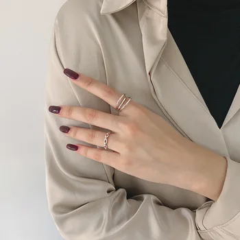 Coreeană S925 Argint Inele femei uri simple, versatile lanț deschidere buna de sex feminin inel personalizat inel bijuterii bijoux