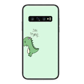Prieteni Cuplu Dinozauri Drăguț caz de Telefon Pentru Samsung Galaxy Nota S 8 9 10 20 Plus E Lite Uitra negru Coajă Moale rezistent la apa