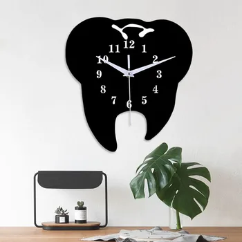 Timelike Creative Dinte în Formă de Ceas de Perete Ornament Ceas de Perete 3D din Acril Creative Oglindă de Perete Autocolant Decor Acasă-Negru