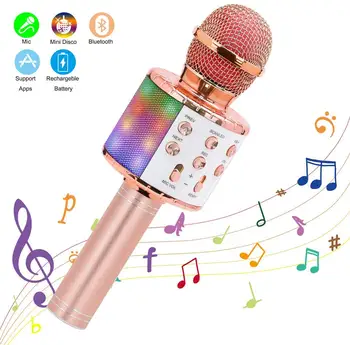 Microfon Wireless Bluetooth Portabil Difuzor Portabil Acasă KTV Jucător de Dans cu Lumini LED Funcția de Înregistrare pentru Copii
