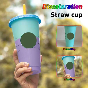 710ml/700 Paie Cupa Cu Capac Cu Logo-ul de Schimbare a Culorii Ceașcă de Cafea Cupe Reutilizabile Pahar de Plastic Finisaj Mat pahar de Plastic tazas