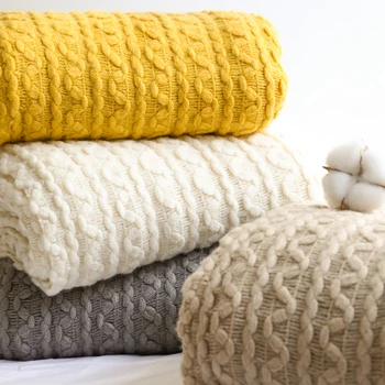 Solid Tricotate Pătură Pătură de Călătorie Gri Kaki Canapea Arunca Pătură cu Ciucuri Aer condiționat Pături 127x170cm/127x220cm