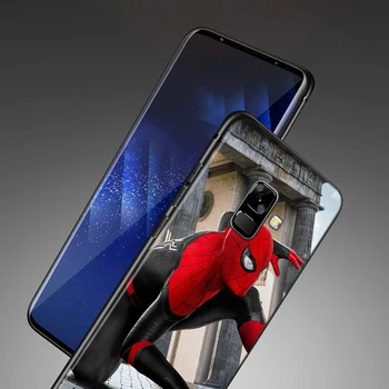 TPU moale Populare Spiderman Artă Pentru Samsung Galaxy A8 A9 A7 A750 A6 A5 A3 A6S A8S Star Plus 2016 2017 2018 Negru Caz de Telefon