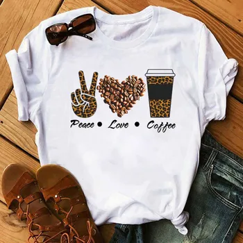 Moda Tricou Femeie Topuri Tricou Leopard Pace Place Cafeaua Streetwear Casual, O-neck T-shirt de Vara Tricouri de sex Feminin