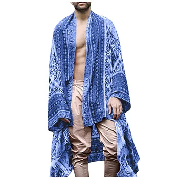 Supradimensionate de Imprimare Pătură Cape Cardigan cu Maneci Lungi barbati Nou 2021 Pulover de Culoare Solidă Cardigan Lung Pulover Tricotate de sex masculin