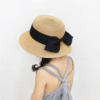 De Vară Pentru Copii Fluture Nod Pălării De Paie Pălărie Fedora Copii Visor Soare Pe Plaja Fete Pentru Copii Sunhat Margine Largă Floppy Panama Pentru Fata