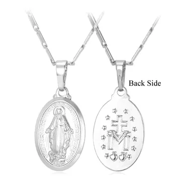 Clasic Catolici Fecioara Maria Placat Cu Aur Medalie Pandantiv Colier De Metal De Înaltă Calitate Rugăciune Amuleta Bijuterii