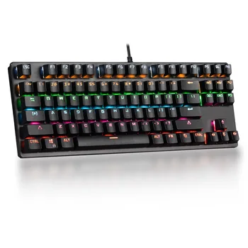 Jocuri Tastatură Mecanică de Joc Anti-ghosting RGB se Amestecă cu iluminare din spate Albastru Comutator 87key teclado mecanico Pentru Joc PC Laptop