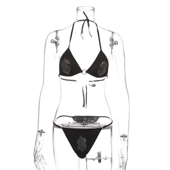 Y2K Ciudat Sexy Banda a Purta Bikini Streetwear Elegant Set de Bikini