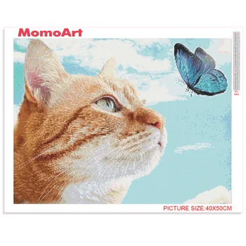 MomoArt DIY Diamant Pictura Fluture Plin Piața Diamant Broderie Animal Stras Mozaic Pisica Cruce Cusatura de Decor Pentru Casa