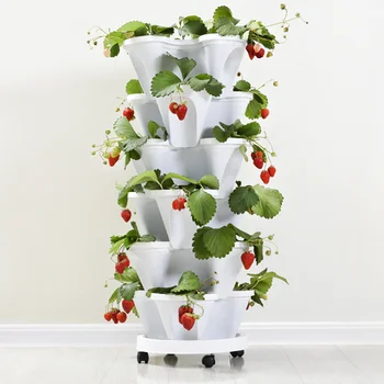 Dimensional Trei Petale De Plastic Ghiveci De Flori De Căpșuni Bazinul Multi-Strat Suprapus Cultivarea De Legume Fructe De Plantare Oală