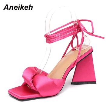 Aneikeh 2021 NOI PU Moda Stil European Și American Sandale Femei Pantofi de Vară de pantofi cu Toc de Cross-Legat de Partid Transformat-Peste Marginea