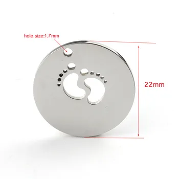 5pcs 22mm Oglindă din Oțel Inoxidabil Lustruit Gol Copilul Picior Rotund Brand Pandantiv pentru DIY Brățară/colier Bijuterii de Luare la Modă