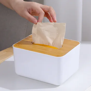 Multi-funcțional mic prosop de hârtie cutie cu capac din lemn de creatie cutie de hârtie de uz casnic living plastic simplu de control de la distanță