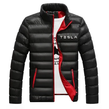 În 2020, Noul Tesla 4 Culoare Streetwear Jachete Masina cu Fermoar Logo-ul Masculin Print Casual Căptușit Haine Sport Om Hip Hop Bumbac Colegiul Topuri