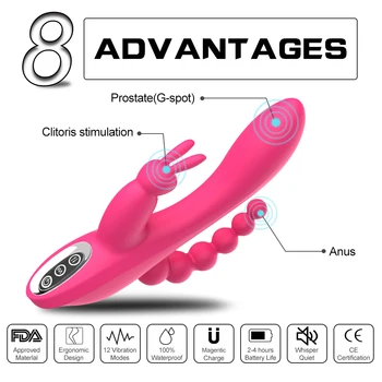 Iepure G Spot Clitoris Penis Stimulator Anal Dildo Vibrator Dubla Penetrare Jucarii Sexuale pentru Femei Cupluri Adulte Sexuală Produs