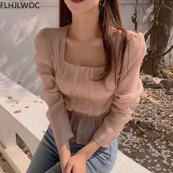 Coreea De Topuri Chic Blusas Feminina Femei De Moda Este Slim Fit Roz Drăguț Fete Dulci Scurt, Bluze
