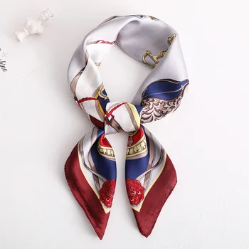 Brand De Lux 2019 Noua Moda De Vară Mătase Pătrat Eșarfă Pentru Femei Din Satin Gât Cravată De Păr Banda Moale Plaja Hijab Cap Feminin Foulard