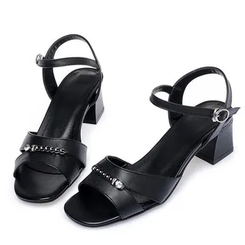 2020 Mai Noi De Vara Din Piele Sandale Stras Toc Înalt Sandale De Moda Elegant Soft Comfort Femei Sandale De Mari Dimensiuni 43